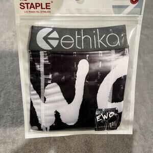 Ethika Staple Fit Boxer Brief Mens Large Black White EWO City Lightning New